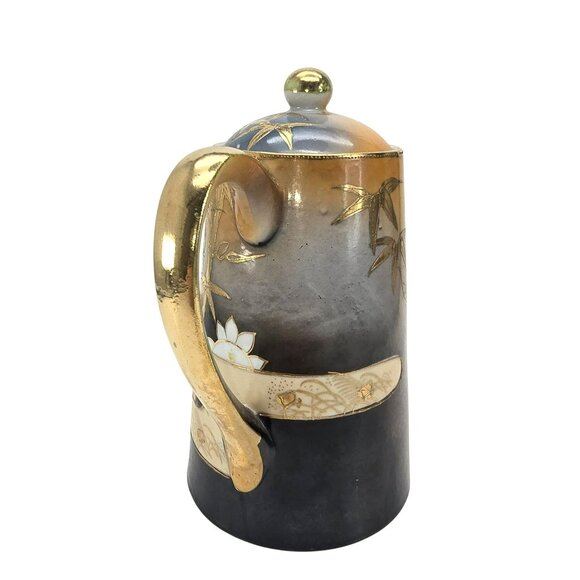 Antique Japanese Porcelain Teapot With Hand-Painted Bamboo & Flower Motif JE326 - Picture 3 of 9